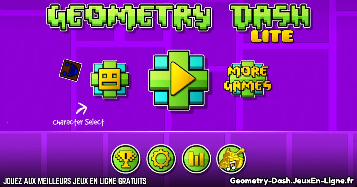 Menu principal de Geometry Dash Lite avec bouton jouer
